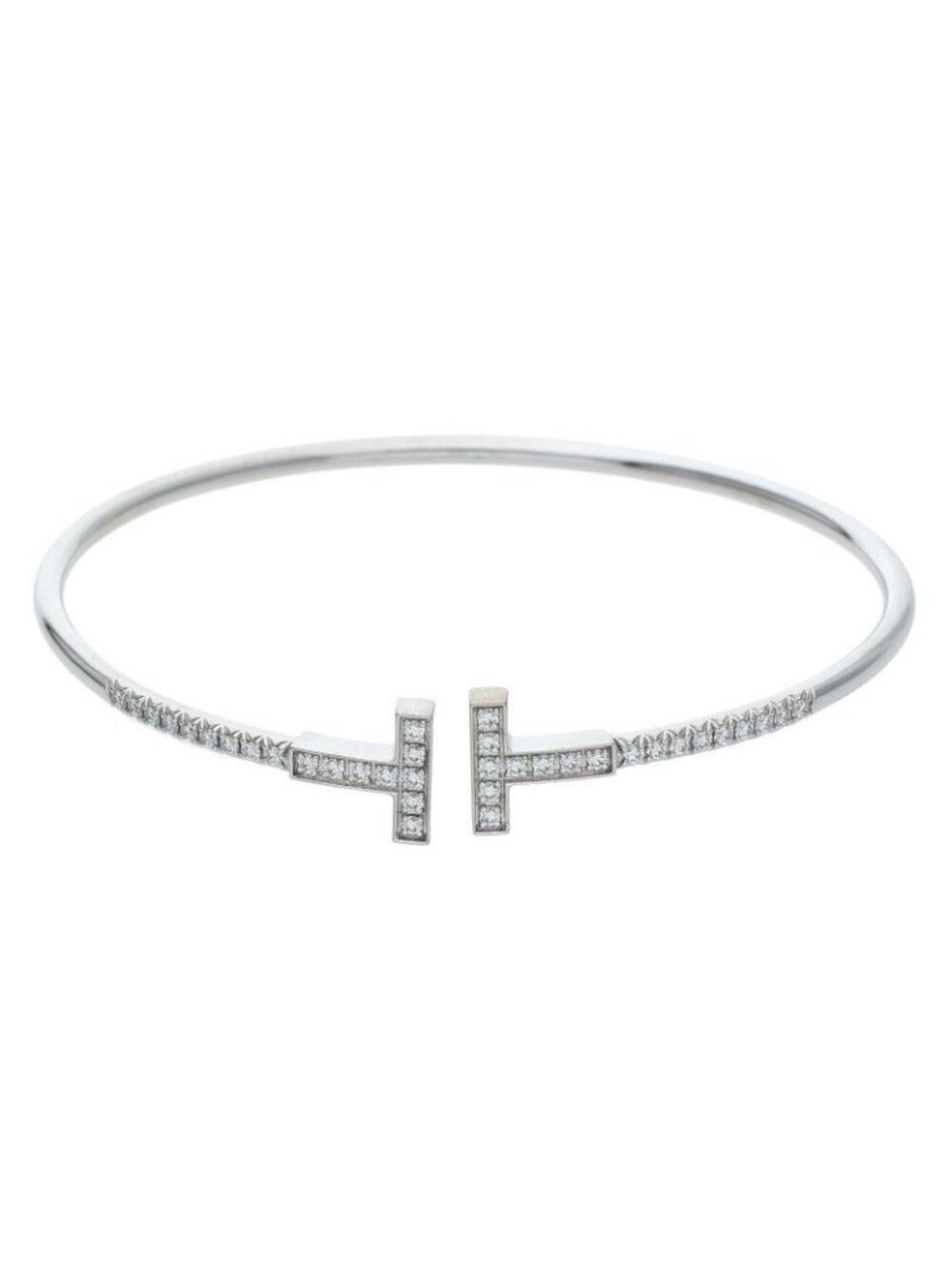 Tiffany & Co T Wire Diamond Bangle Bracelet